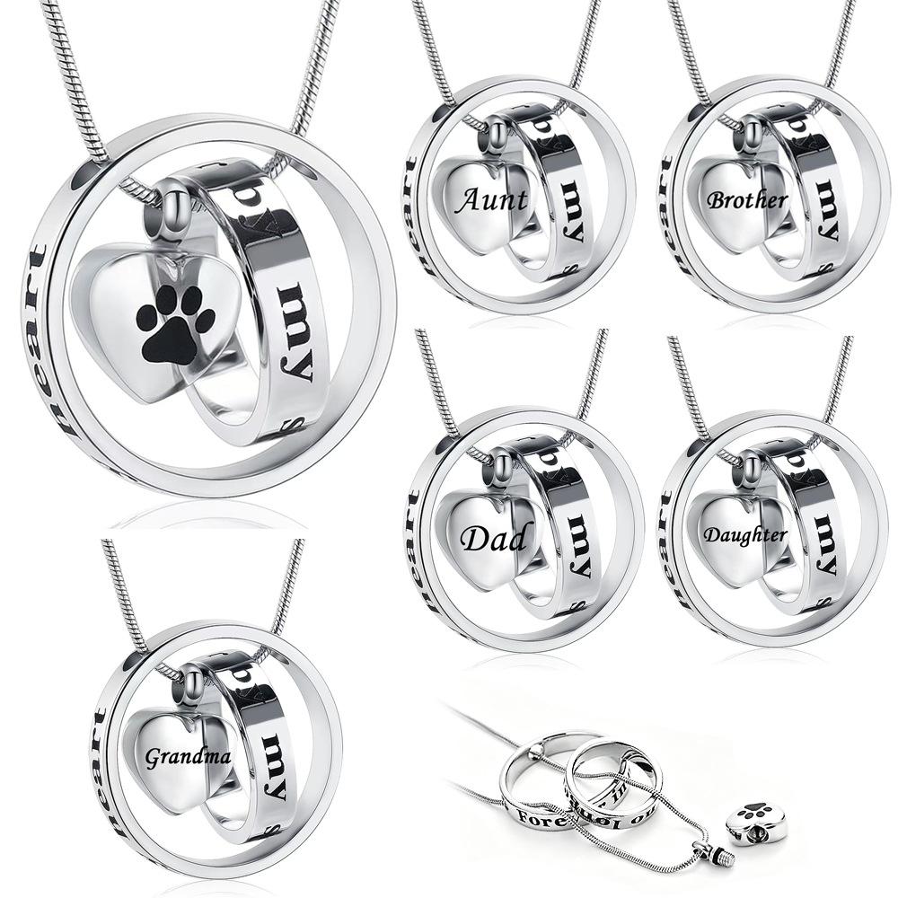 Stainless Steel Heart-Shaped Ashes Pendant, Openable Memorial Necklace for Loved Ones and Pets, Cross-Border Funeral Jewelry Wholesale
