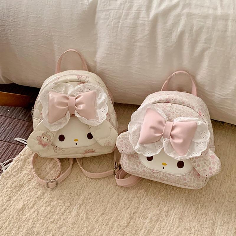 New Korean-Style My Melody Cute Girly Sweet Lace Cartoon Print Bow Small Backpack Daily Backpack