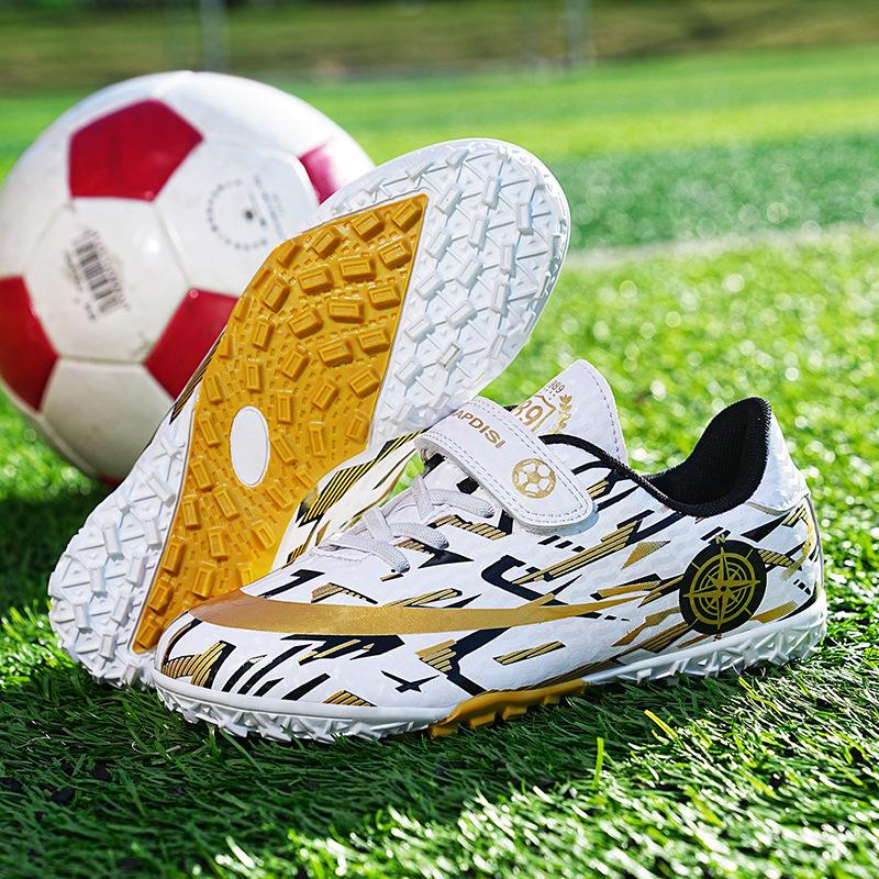 Football Shoes Children Adolescent Velcro Boys and Girls Spike Crushed Nails Flat Competition Sneakers for Primary and Secondary School Students