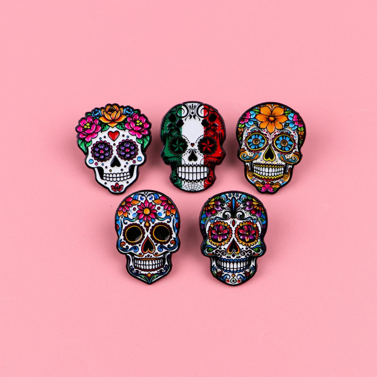 Mexican Skull Brooch Badge Clothing Backpack Jewelry Accessories Pin Cross-Border Foreign Trade Hot-Selling Alloy Badge