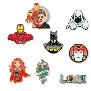 Marvel peripheral Crimson Witch Iron Man metal brooch Moonlight Knight Batman luminous badge collar pin