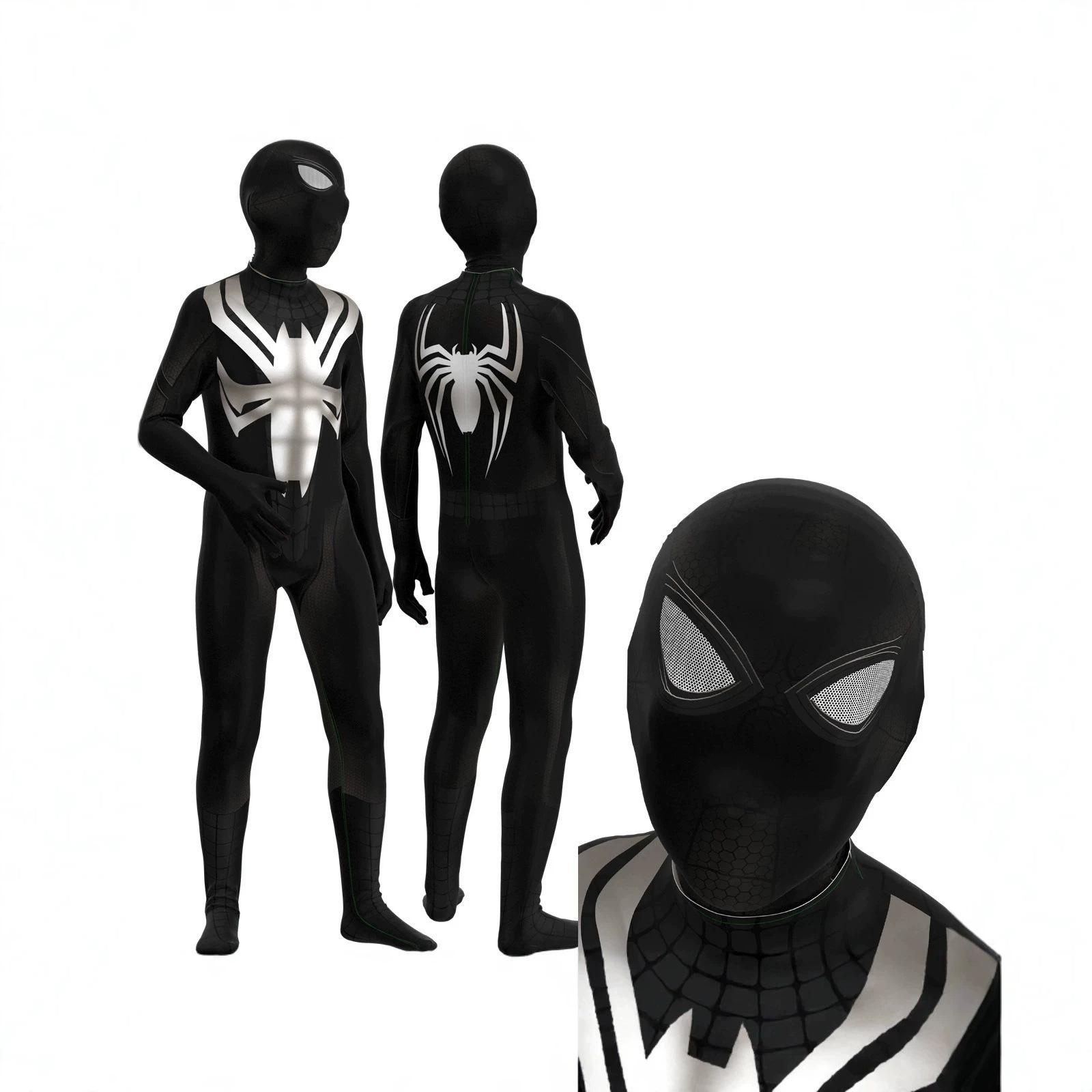 Halloween Cosplay Marvel Spider-Man 2 Peter Parker Cosplay Black Tight Jumpsuit for Children