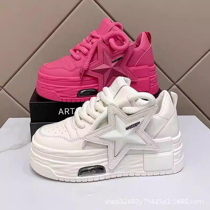2025 Autumn Fashion Trend New Women's Comfortable Five-Pointed Star Thick-Soled Platform Casual Shoes White Sneakers for Women