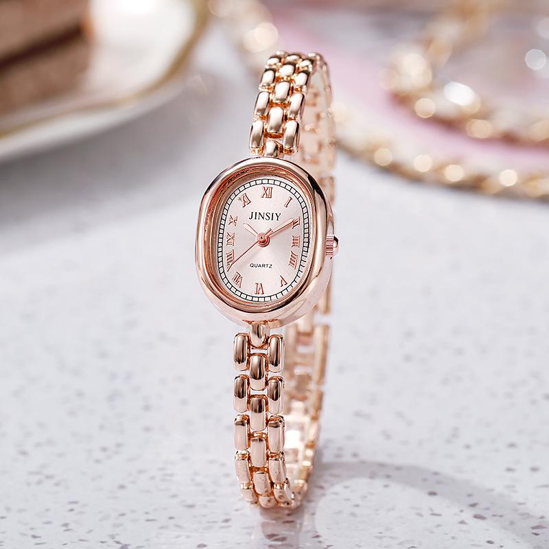 JINSIY new women's bracelet watch, oval-shaped student watch, elegant and unique, steel strap, fashionable quartz watch