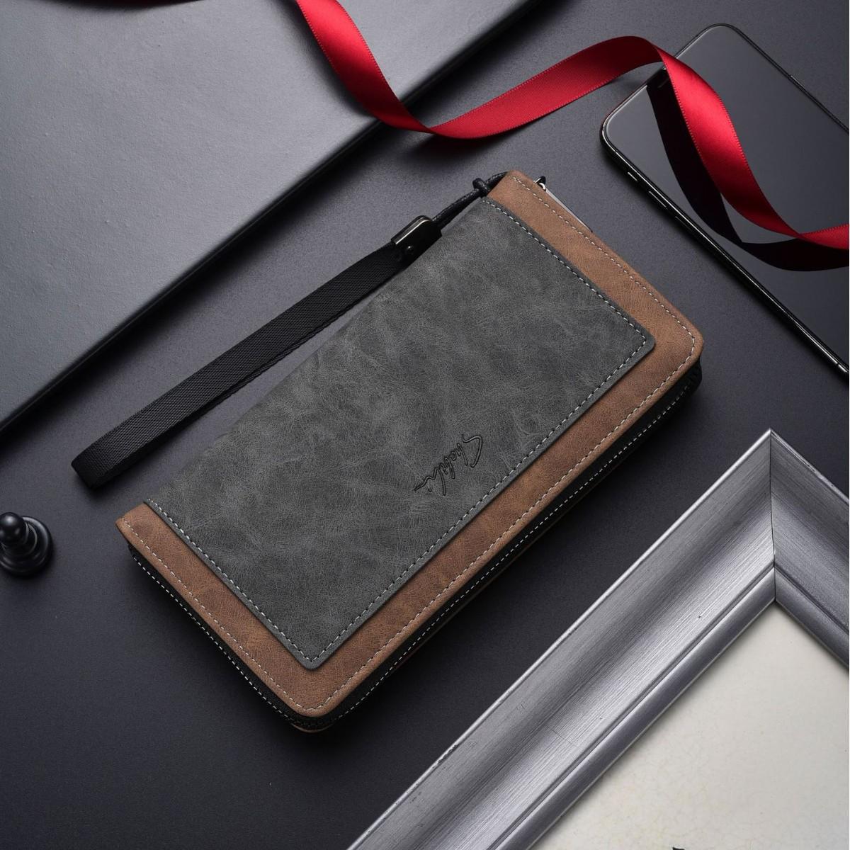 Summer New Men's Long Wallet Color Matching Multi-Card Slot Hand-Held Large-Capacity Mobile Phone Wallet Clutch Bag Coin Purse