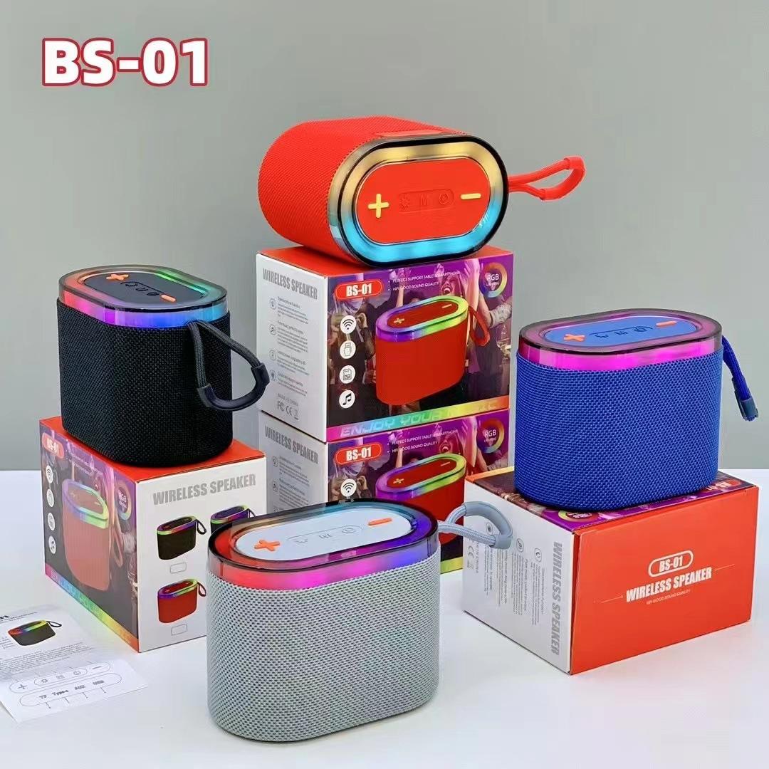 BS01 new bluetooth speaker wireless fabric card portable outdoor portable mini colorful lights small stereo