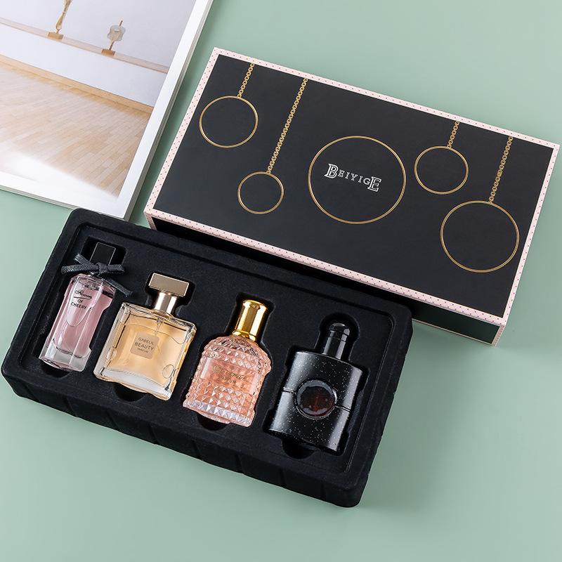 [4 Bottles of Perfume Gift Box Set] Women's Perfume Set with Long-Lasting Fresh Light Fragrance, Student Black Opium Perfume Wholesale