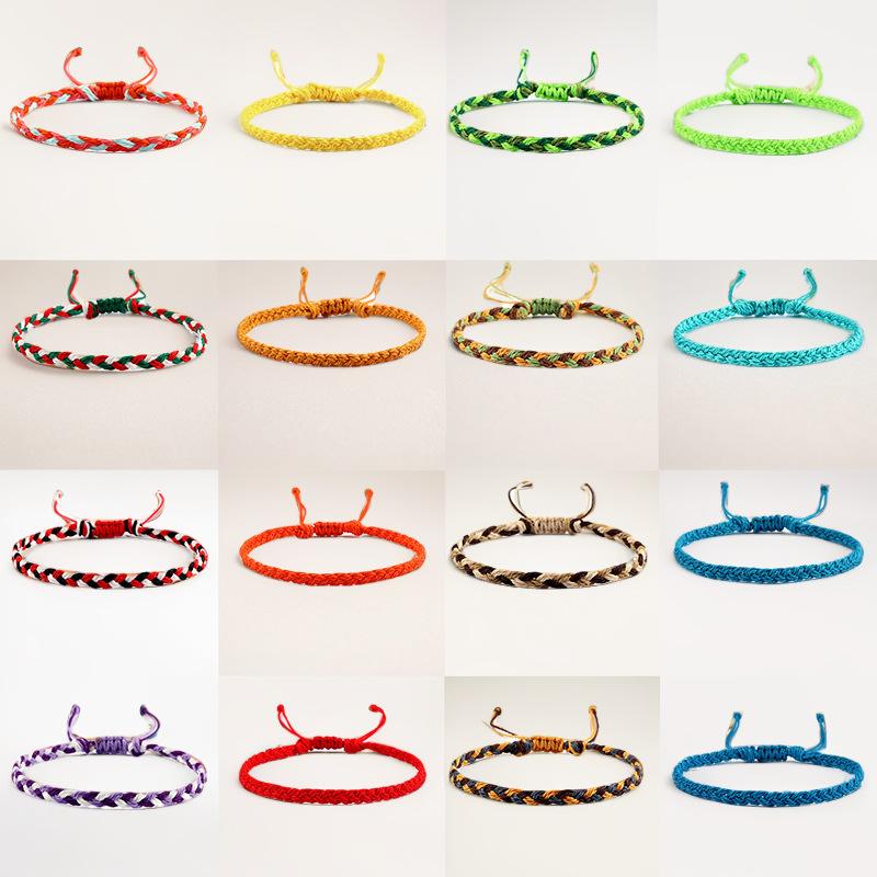 Creative twist woven bracelet dopamine color Taiwan wax thread handmade hand rope men and women stacked bracelet