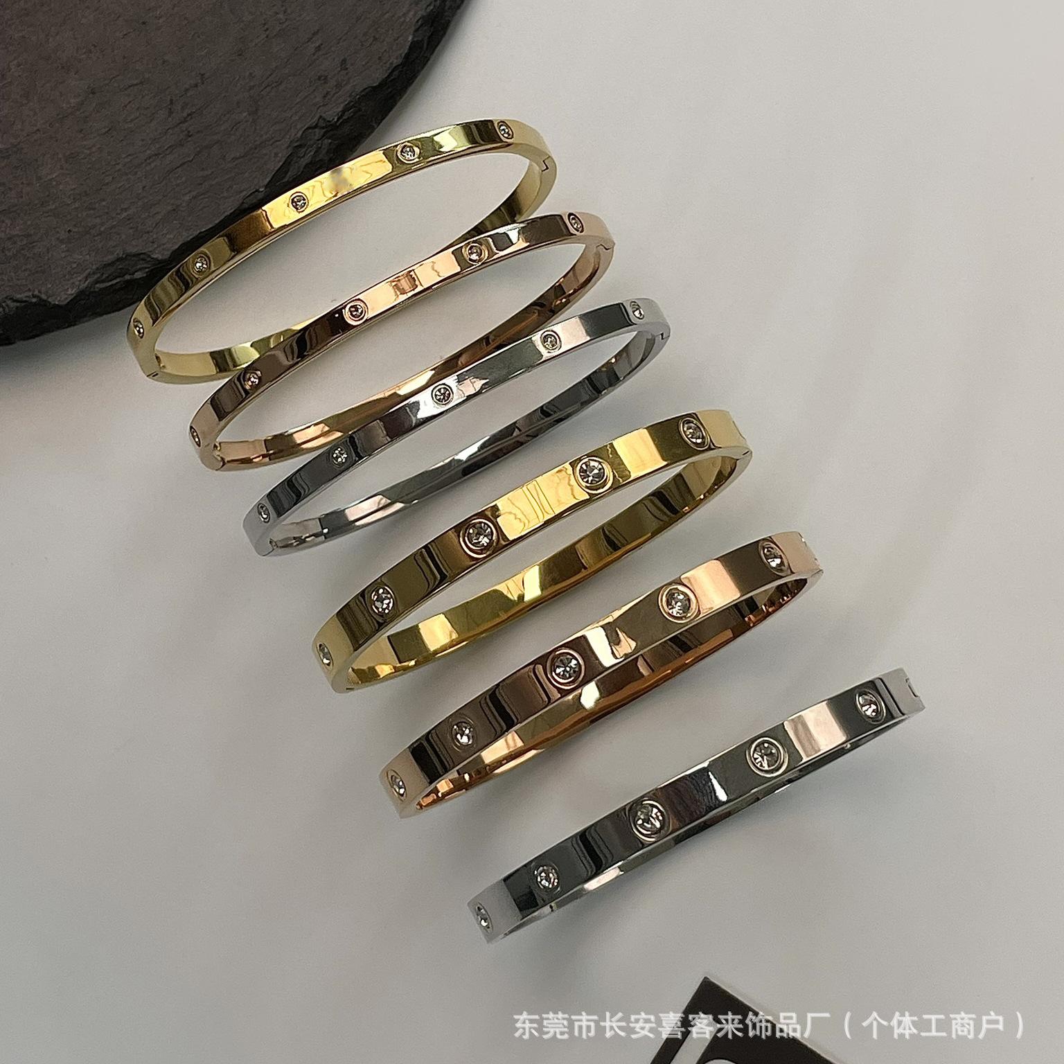 [Wide Bracelet] No Falling Titanium Steel Nail Bracelet ins Cold Style Advanced Sense Niche Design Internet Celebrity