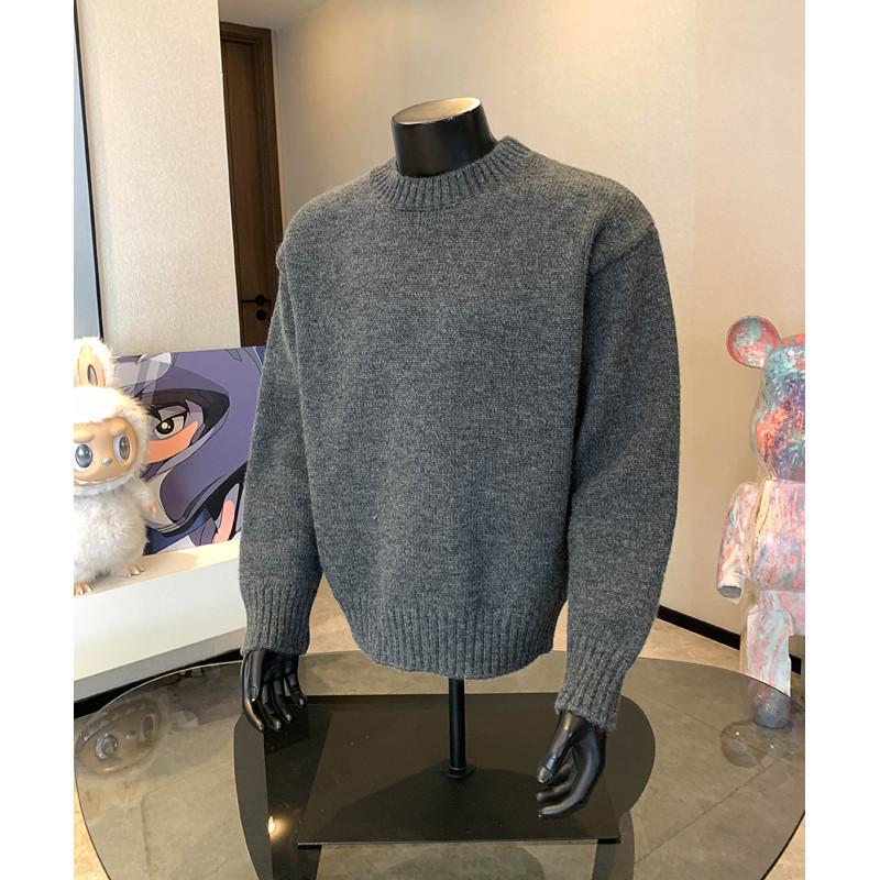 American Style Lazy Round Neck Knitwear Men's High Street Vintage Versatile Bottoming Shirt Simple Loose Casual Knitwear
