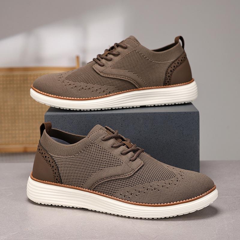 New Cross-Border Dropshipping Lightweight Lace-Up Casual Men's Shoes Amazon Large Size 48 Breathable Fly-Knit Loafers Men's Hot-Selling Model