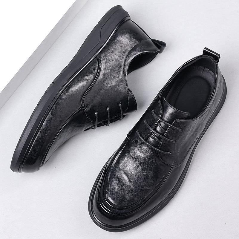 Autumn Men's Business Casual Leather Shoes, Genuine Leather Men's Single Shoes, First-Layer Cowhide Men's Shoes, Breathable Business High-End Leather Shoes