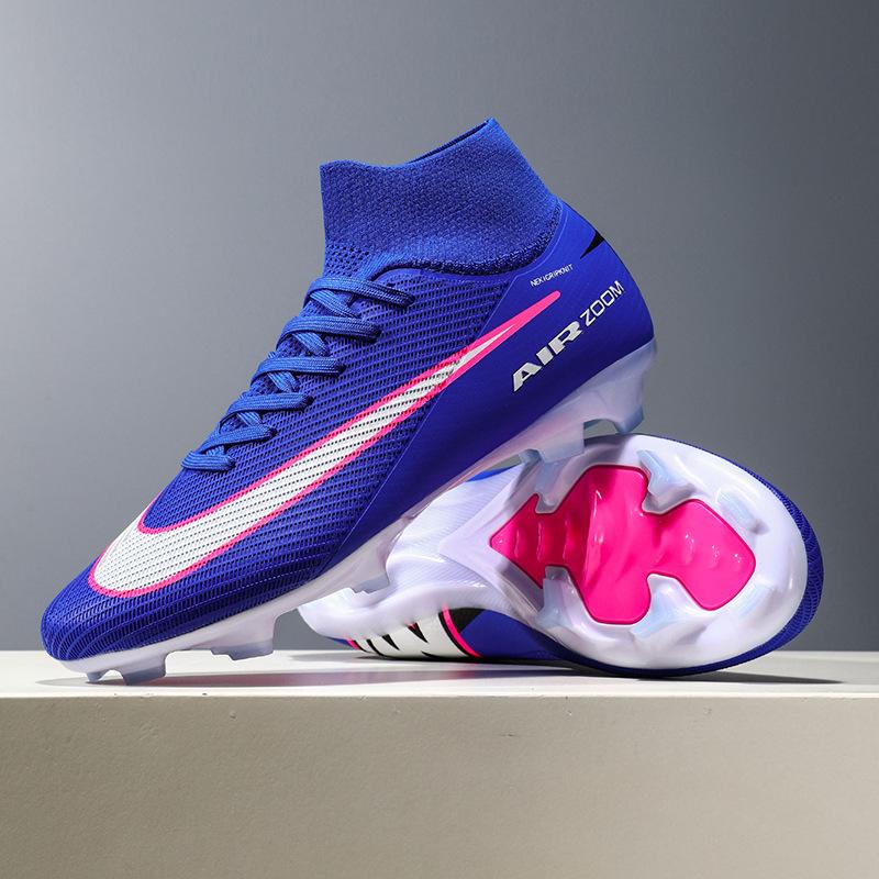 Cross-Border Dropshipping High-Top Youth Soccer Shoes Ag Long Spikes Tf Turf Spikes Competition Adult Artificial Grass Training Shoes for Men