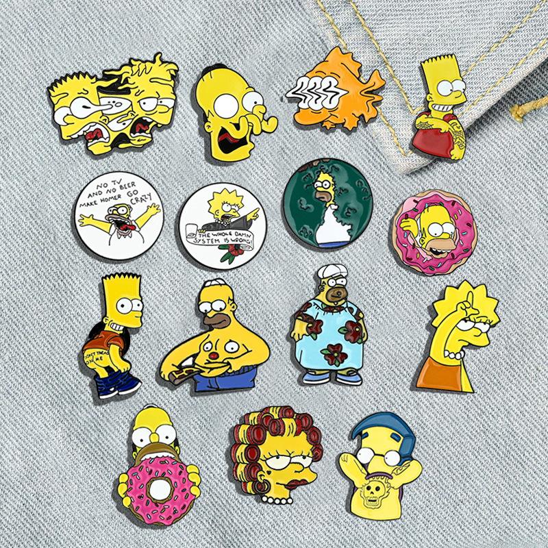 Cross-border Hot Selling Cartoon Simpsons Brooch European and American Personality Alloy Oil Dropping Badge Bag Clothes Accessories