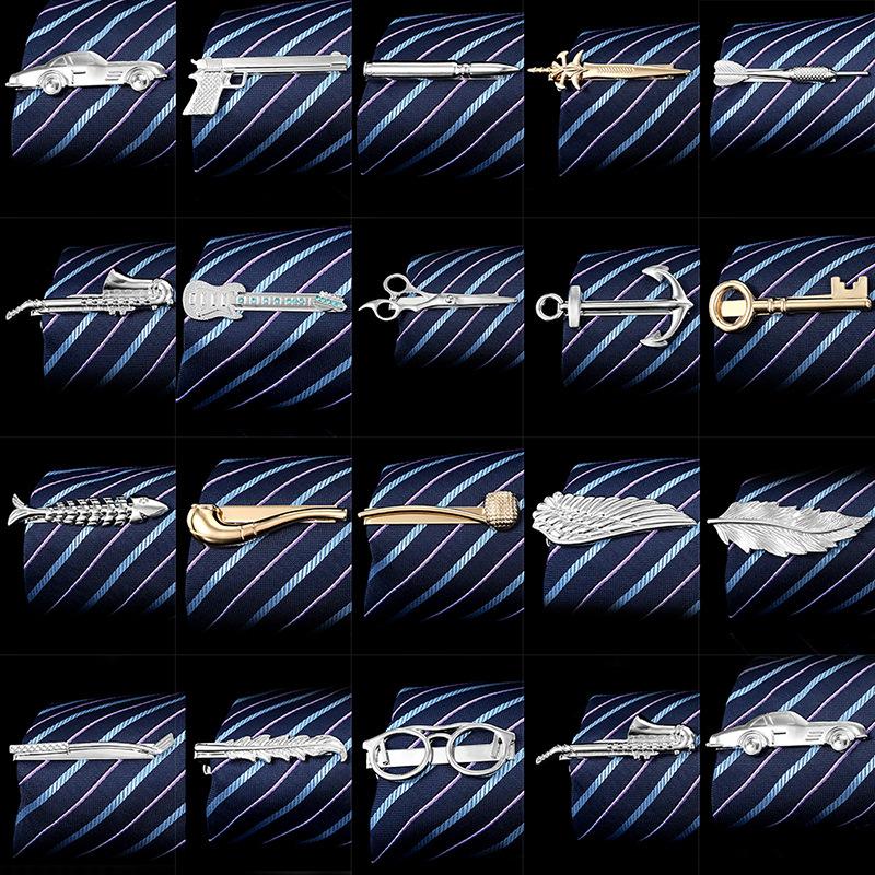 Business Light Luxury Metal Tie Clip Key Wing Three-Dimensional Embossed Tie Clip Men's Formal Wear High-End Accessory