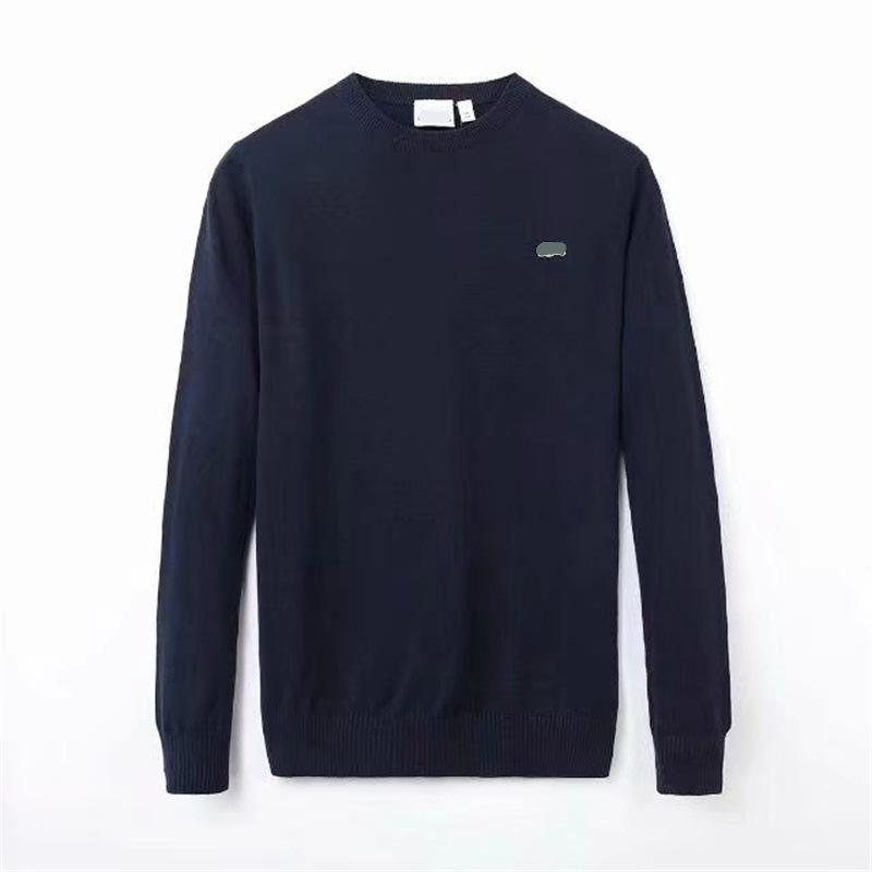 Winter French Fisherman Style Cross-Border Export Men's Crew Neck Pure Cotton Solid Color Knit Sweater