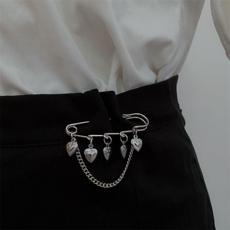 Ins Pants Waist Reduction Buckle Artifact Chain Pin DIY Accessories Heart Brooch Suit Skirt Accessories for Men and Women