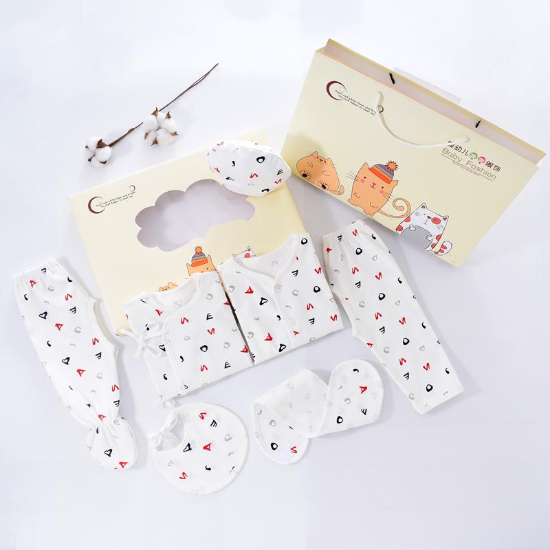 Newborn Clothes Baby Gift Box 0-3 Months Baby Monk Clothes Pure Cotton Intimates 7-Piece Set Thin Spring & Fall Baby