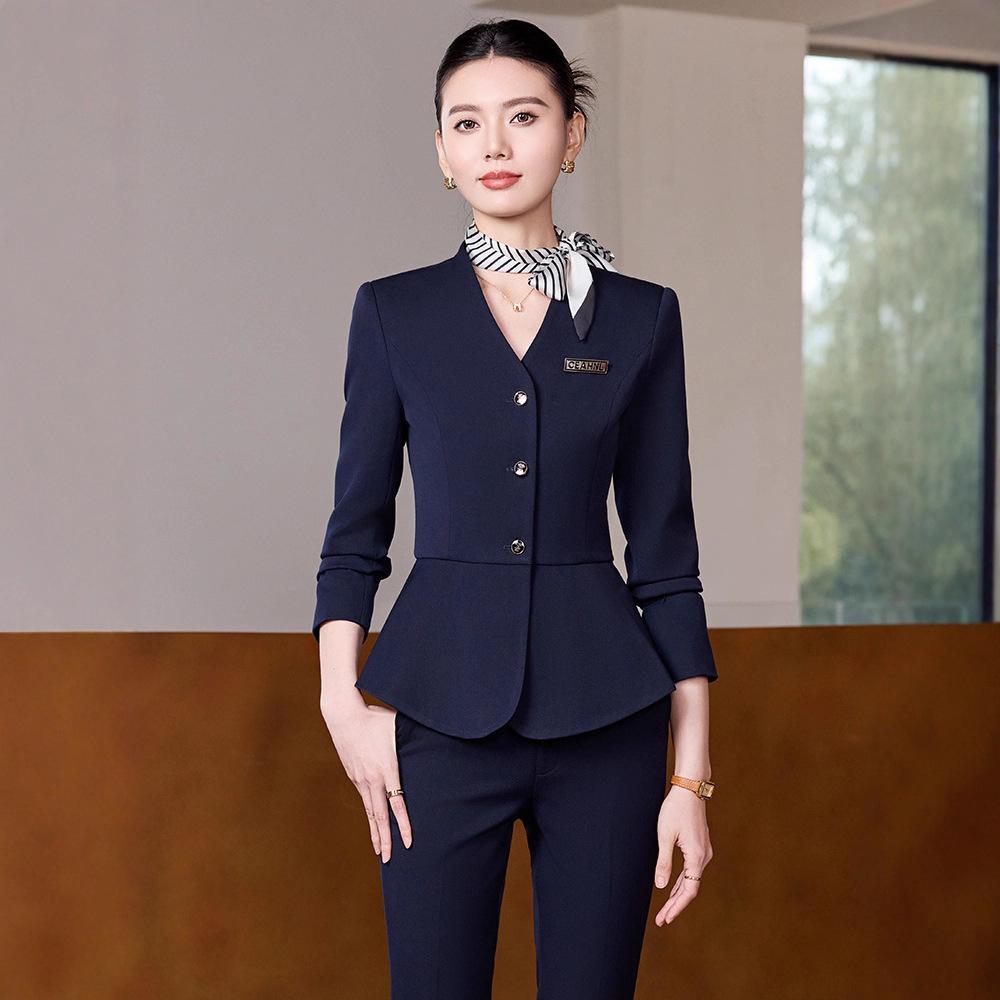 Autumn and Winter Fashion Professional Suit Suit Feminine Beauty Salon Jewelry Store Work Clothes Hotel Front Desk Reception Work Clothes