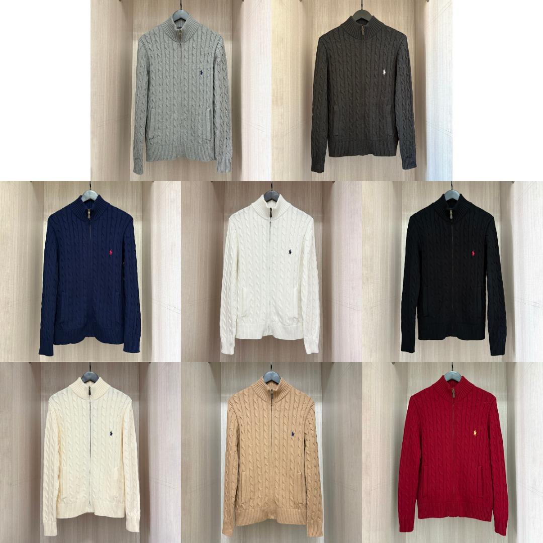 2026 Fall/Winter New Style Ralph Small Logo Embroidered Knit Zipper Cardigan Stand Collar Long Sleeve Casual Sweater Unisex