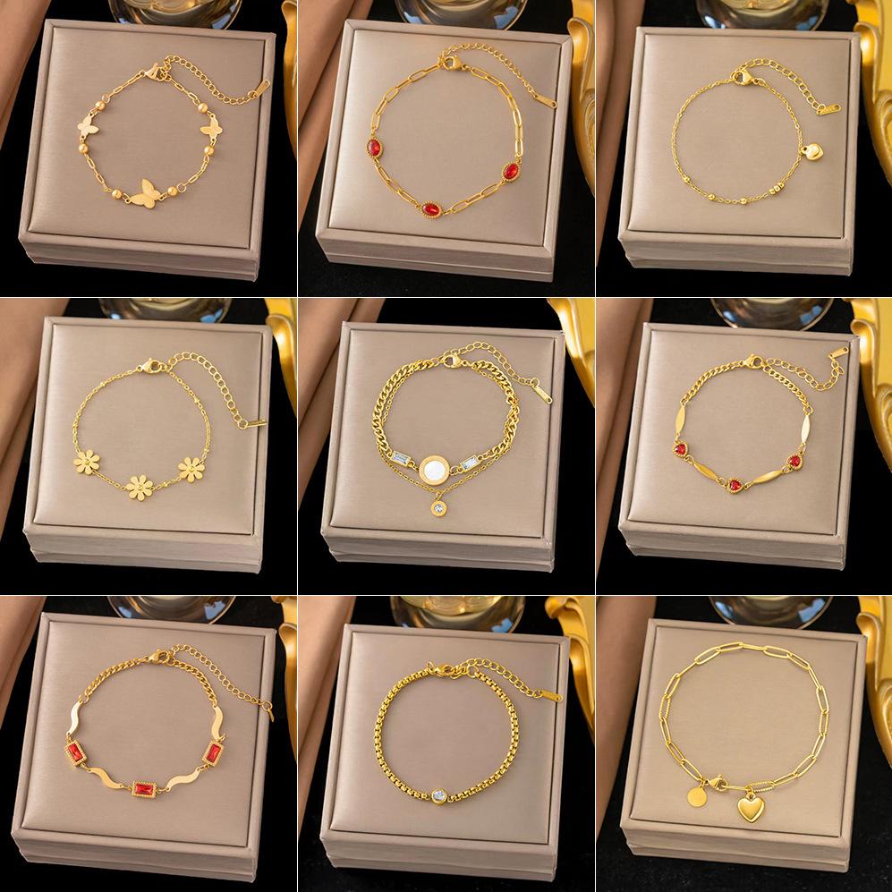 New Cross-Border Stainless Steel Bracelet for Women, Titanium Steel Versatile Jewelry, Simple Love Pendant, Four-Leaf Clover Bracelet That Does Not Fade