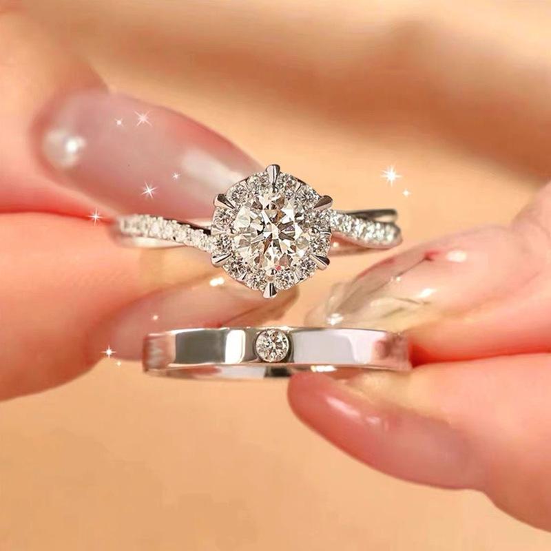 Love Life Couple Ring Men's and Women's Wedding Ring Opening Adjustable Ring Diamond Ring Niche Premium Gift