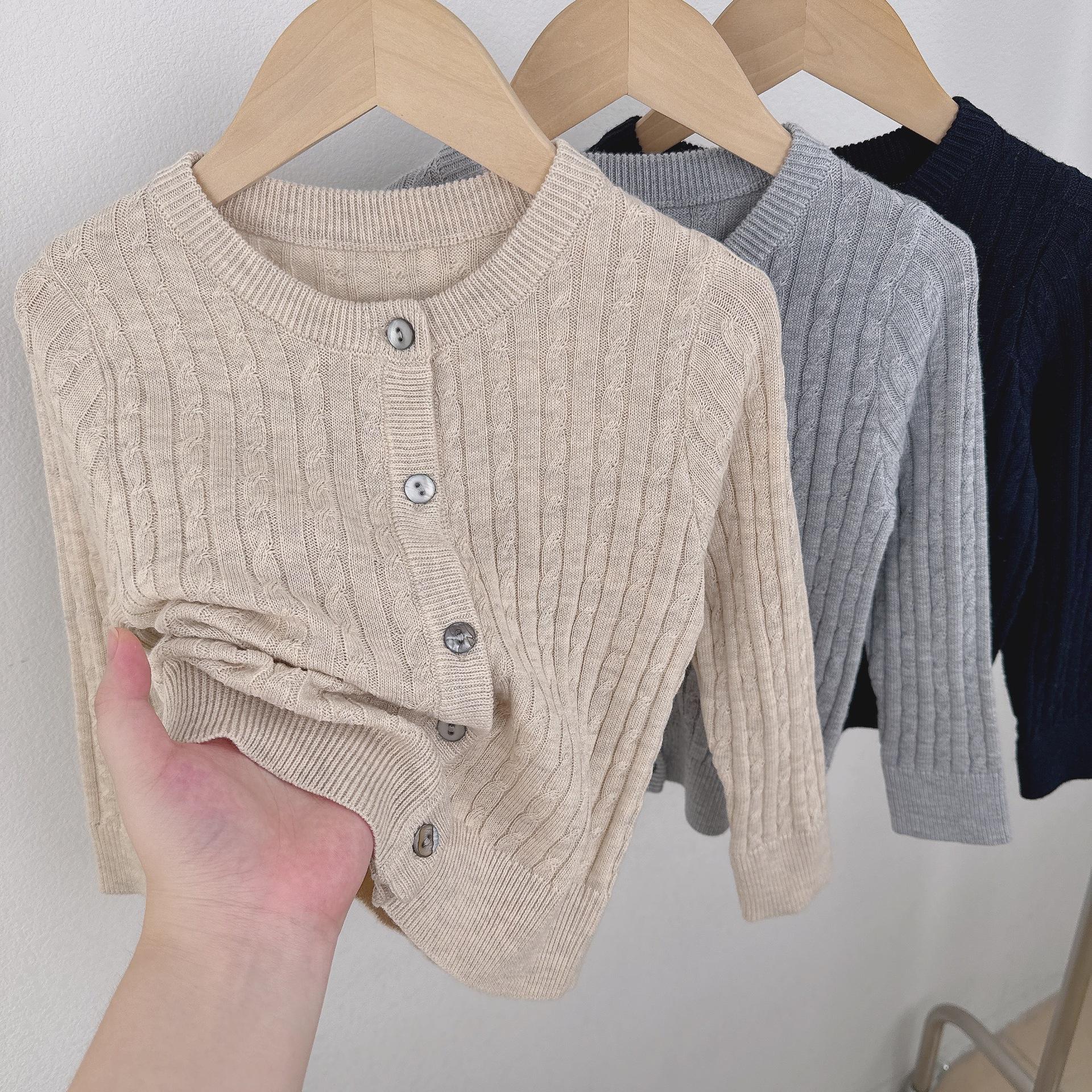 2026 Girls' Wool Sweater Spring and Autumn Korean Style College Style Knitted Cardigan Classic Versatile Baby Stylish Sweater Coat