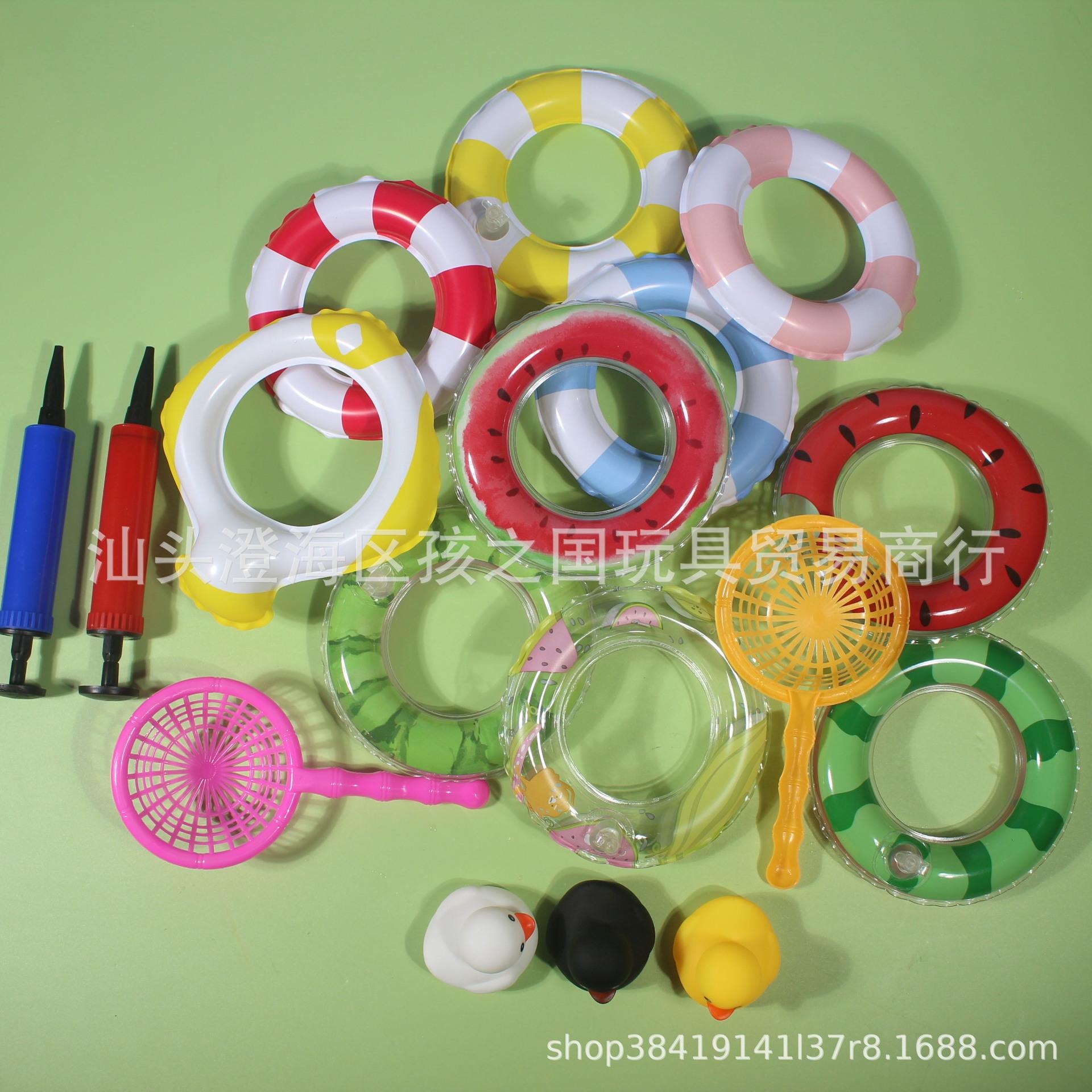 Tiktok-Style Turtle Swimming Ring Water Toy Watermelon Ice Cream Cup Holder Base Inflatable Mini Swimming Ring