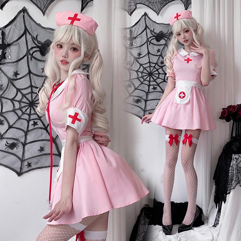 Halloween adult costume female nurse costume pink Japanese pure desire role play sexy doctor nurse skirt