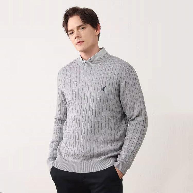 Paul Autumn and Winter Knitwear Men's Long-Sleeved 2025 New Pure Color Bottoming Shirt Round Neck Pony Embroidered Versatile Knitwear for Men
