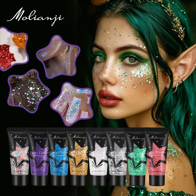 [Foreign Trade] Pearlescent Gel Sequin Glitter Eye Shadow Face Stage Nightclub Makeup Glitter