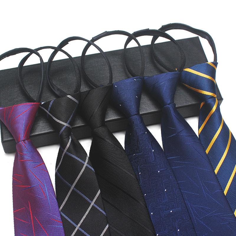 Men's and Women's Professional Tie, Knot-Free 8cm, Lazy Zipper 7cm Easy-Pull Business Formal Wear, High-End Wedding