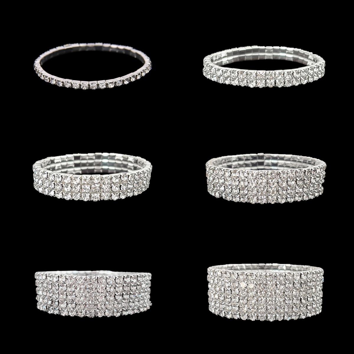 Cross-Border Classic Full Diamond Elastic Bracelet for Women, Fashionable and Simple Bracelet with Multiple Rows of Claw Chain Rhinestone Bracelet Jewelry Wholesale