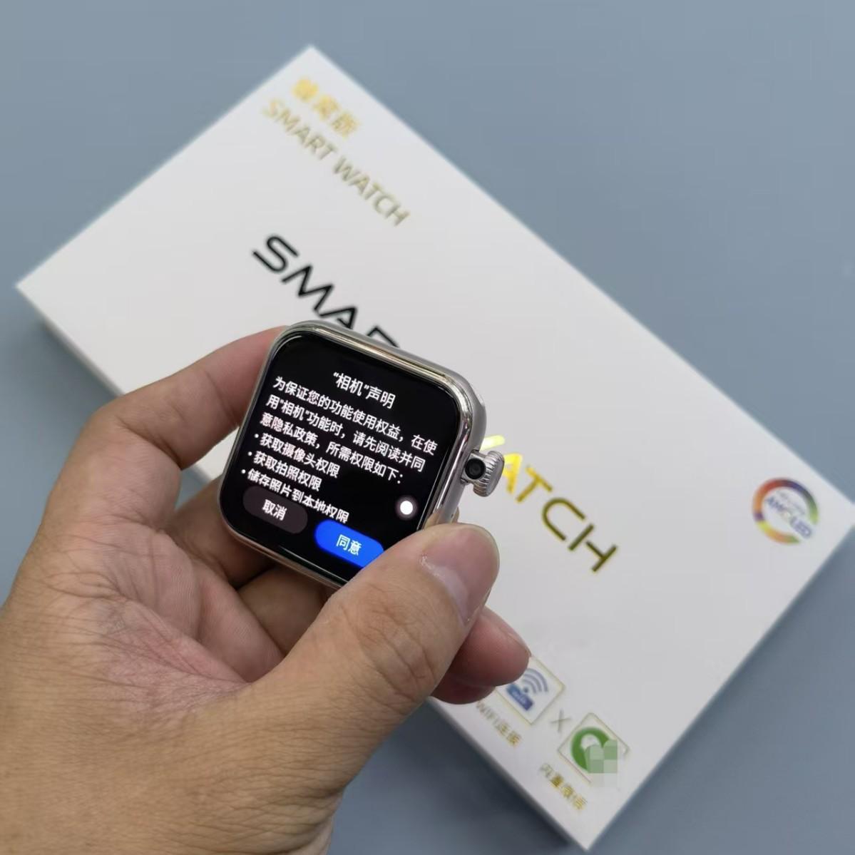 New Huaqiangbei S108 wide-screen smart watch with SIM card slot, cellular connectivity, and fingerprint and infrared sensors, top-of-the-line model W527
