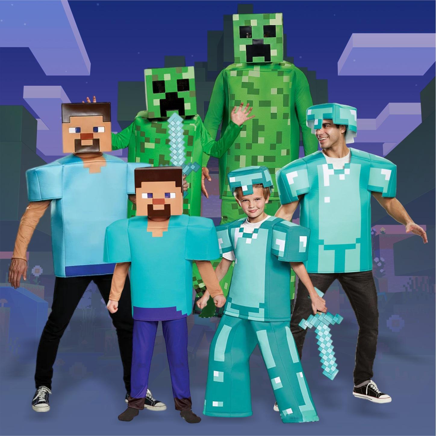Minecraft Adult Family Cosplay Costumes Mc Halloween Costumes Kidsren's Performance Costumes Role-Playing
