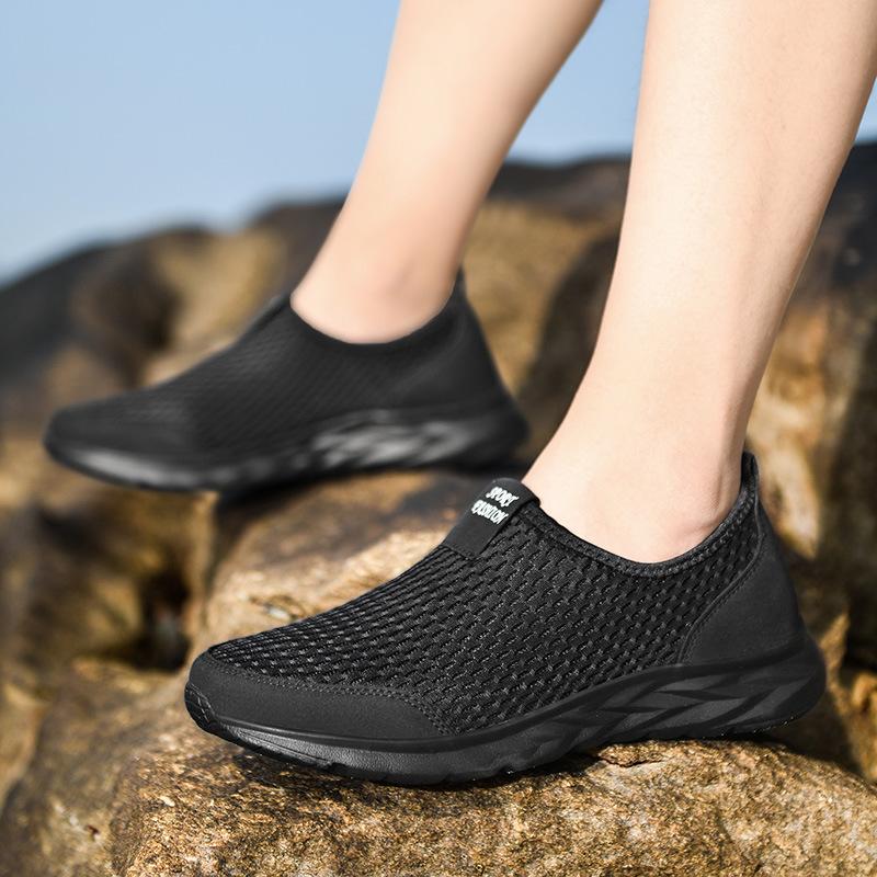 2025 Cross-Border Large Size Men's and Women's Shoes Running Casual Shoes Mesh Sports Shoes Spring Low-Top Slip-On Slip-Ons for Lazy People