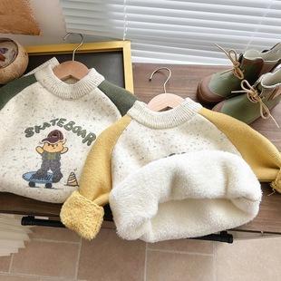 One-Piece Fleece Sweater 2025 Winter Fleece Knitted Sweater for Boys and Girls, Warm Knitted Sweater with Double-Layer Fleece and Thickened