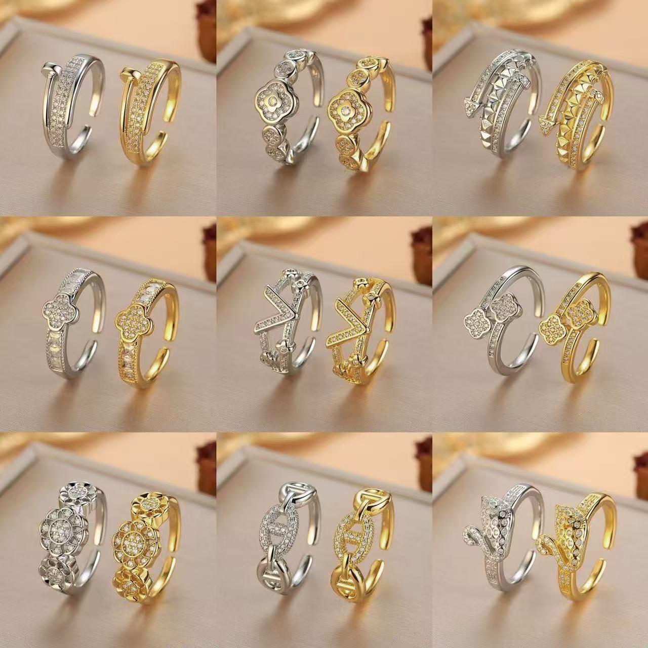 Cross-Border New Model Full Diamond Ring with Micro-Inlaid Zircon, Adjustable Open Ring, Niche Light Luxury High-End Feel Diamond-Studded Ring