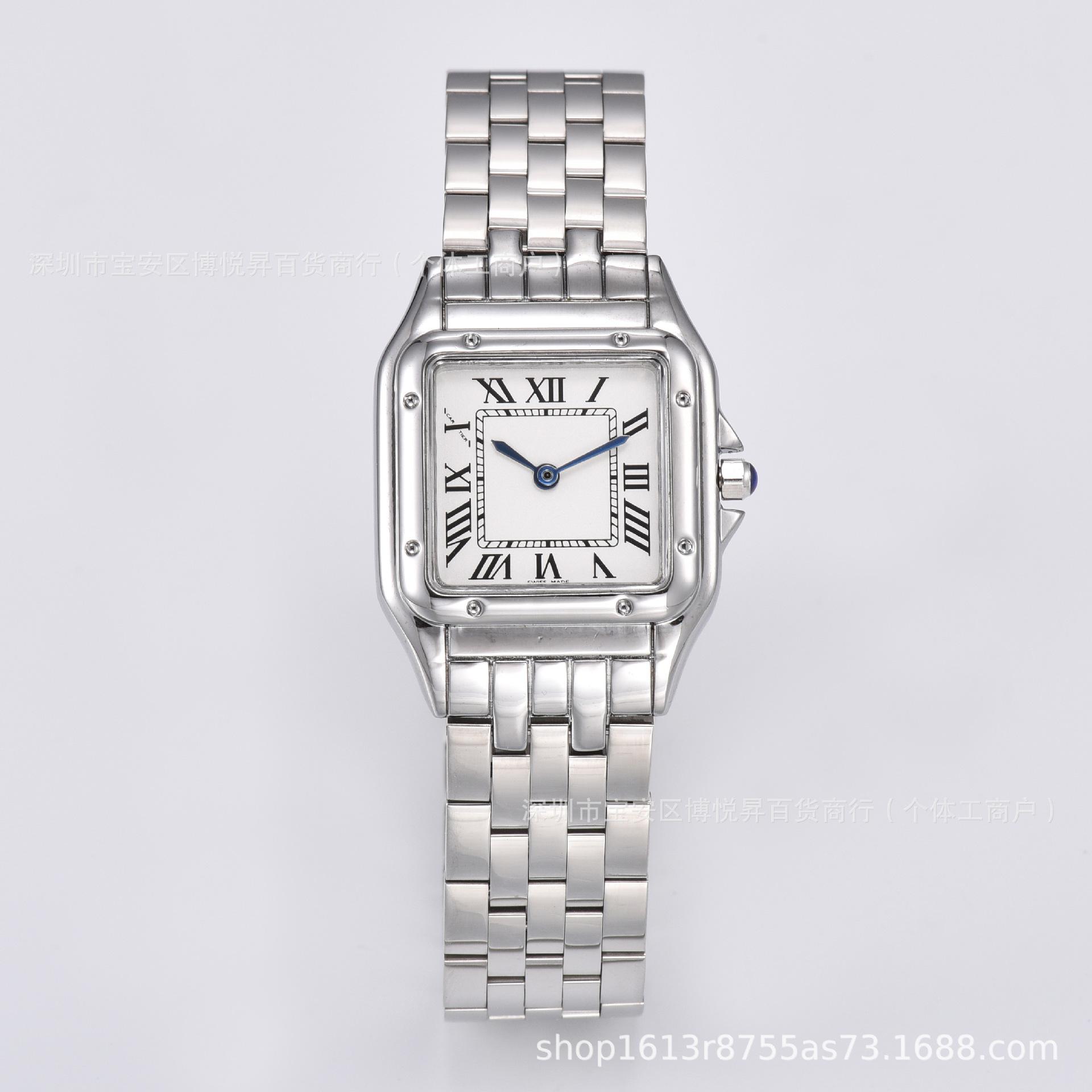 Classic Model Kaka-Cheetah Retro Square Roman Santos Steel Band Tank Swiss Quartz Women's Watch with Advantages