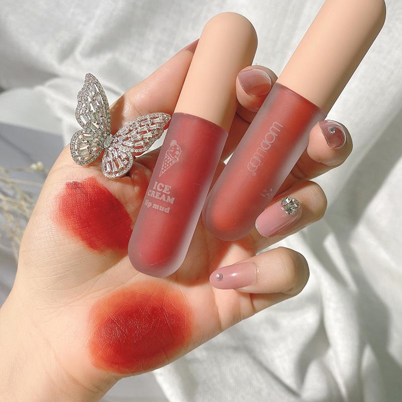 WODWOD ice cream lip mud matte velvet matte lip glaze non-stick cup non-fading student daily plain lipstick