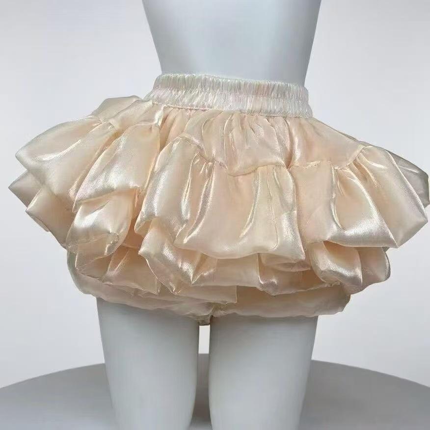 Sweet and Slimming High-Waisted Puffy Skirt with Three-Dimensional Cake Design for Petite Figures, White Lolita Style, Popular Sweetheart Ballet Short Skirt