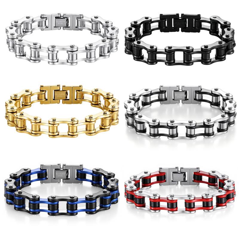 Cross-border motorcycle bracelet for men, stainless steel punk bracelet, bicycle chain, European and American trendy hip-hop rock couple's jewelry