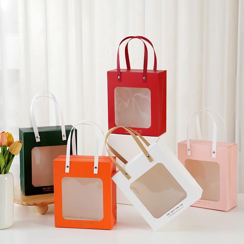 In-stock rivet-clasp transparent windowed gift bag, souvenir gift box, Qixi Festival small accessory doll tote bag packaging