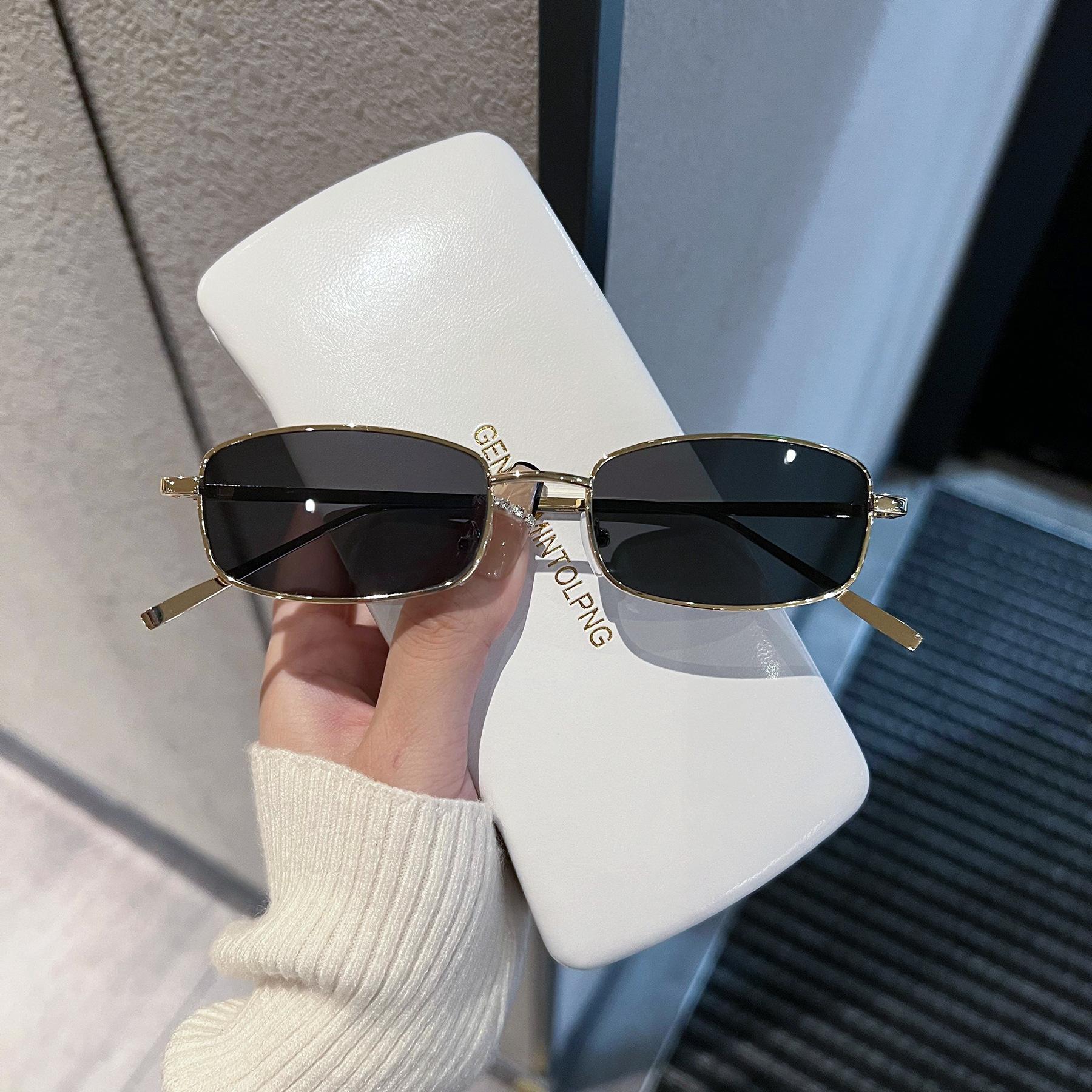 Pan Niang Same Style Retro Sunglasses Men's Fashionable Polarized Sunglasses Driving Internet Popular Personality Small Frame Square Glasses for Women