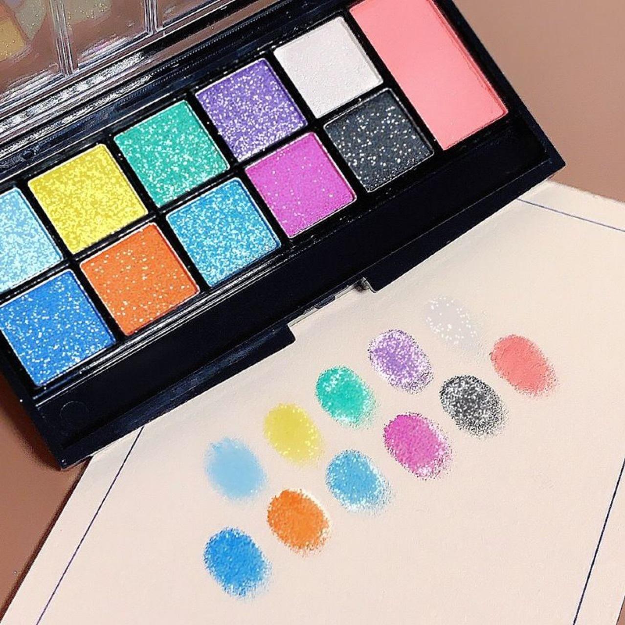 Rihao 10-color eyeshadow and blush eye makeup stage makeup for kindergarten performances, colorful pearlescent eyeshadow palette 8081