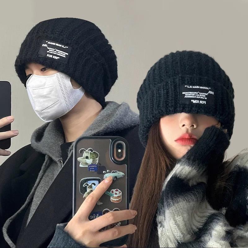 Hat Men's Autumn and Winter Fashionable Wool Hat Men's Warm All-match Cold Hat Loose Big Head Ware Small Knitted Hat for Men