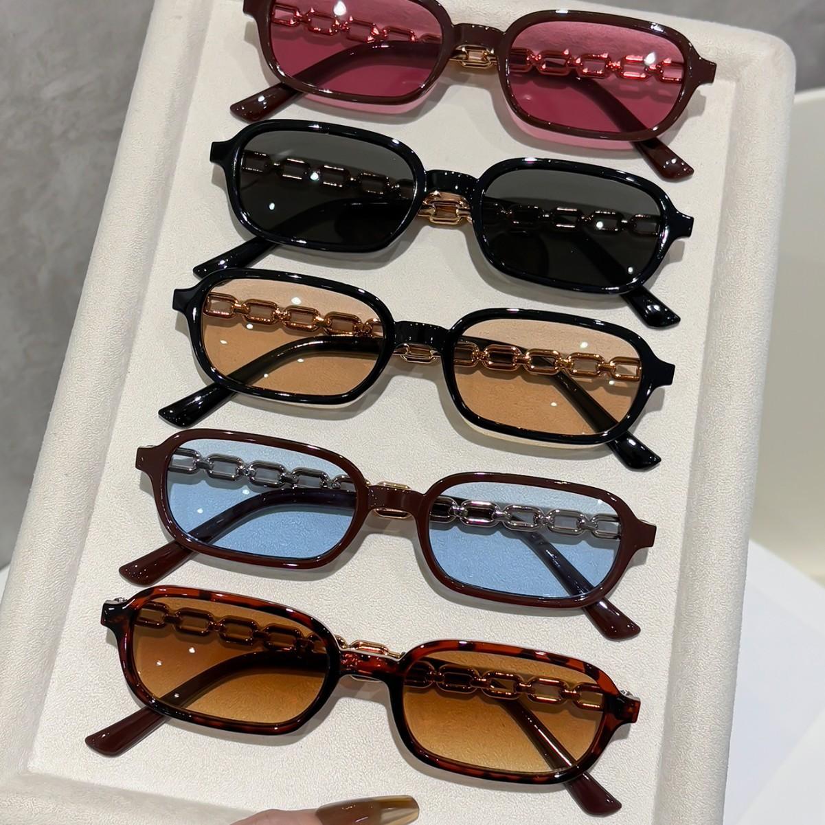 Square small-frame sunglasses, sun protection, European and American fashion, 26 new models, popular with internet celebrities, versatile five-piece set, high-end sunglasses