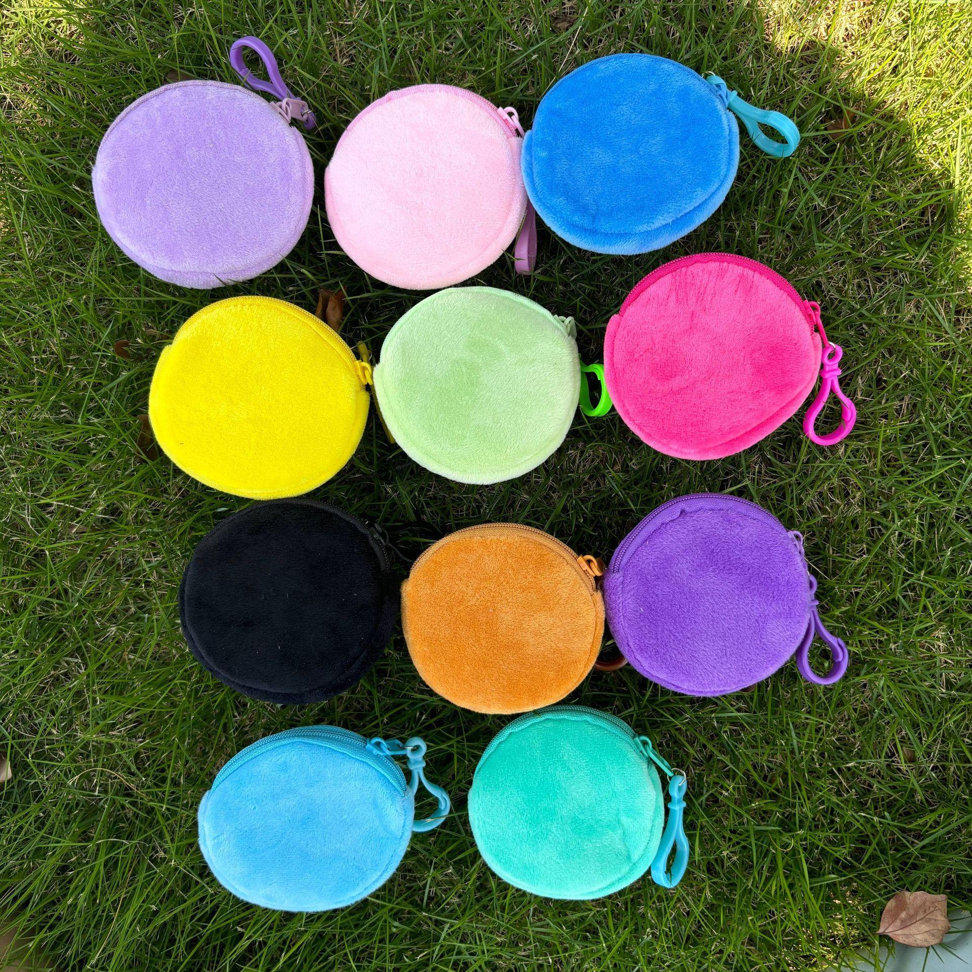Casual Candy-Colored Short Plush Kidsren's Adult Coin Purse Pendant Colorfulful Small Coin Bag Candy Gift Bag Storage