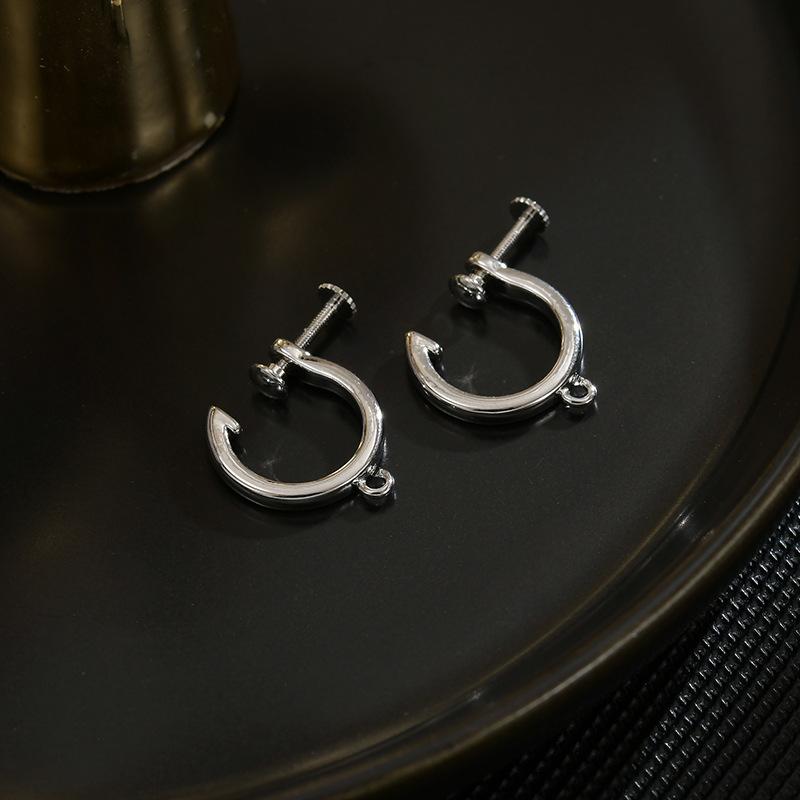 Lh082 Simple Glossy DIY Non-Pierced Integrated Screw Ear Clip Converter Metal Mosquito Coil Versatile Earrings