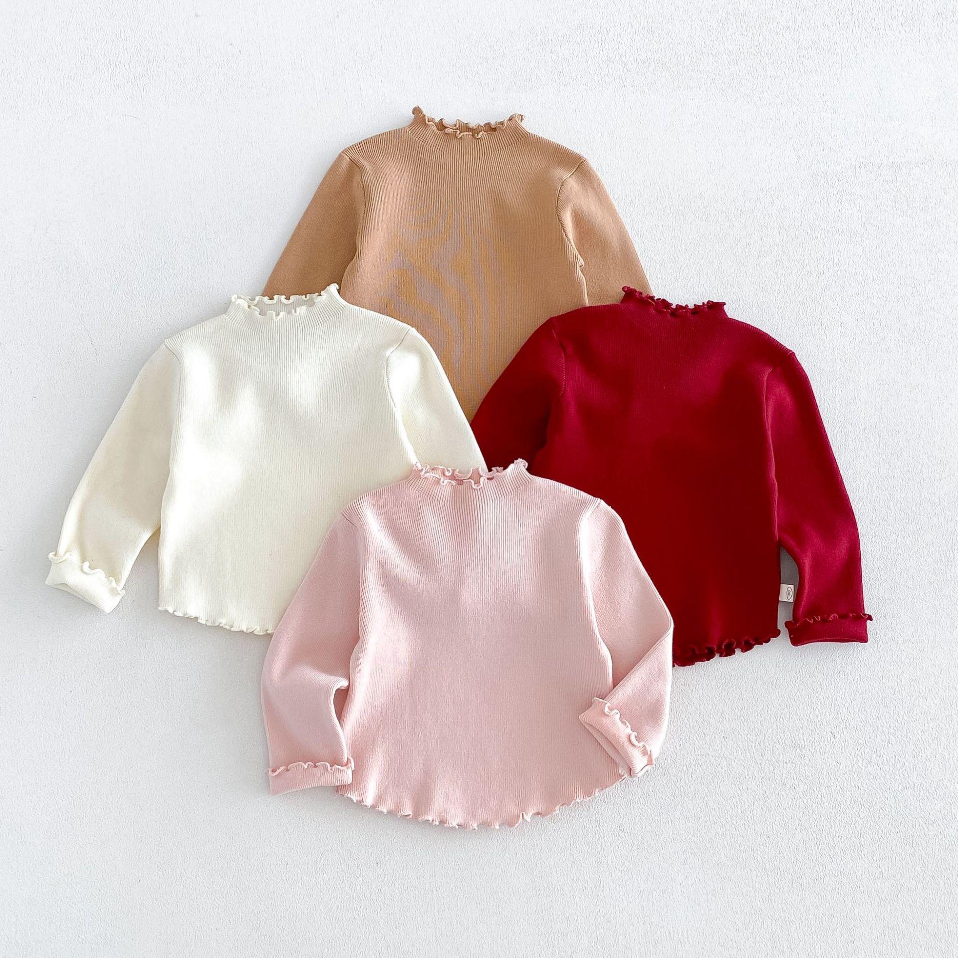 Girls' sweater 2026 new autumn and winter collection, cute solid-color pullover for babies, children's top, zdm6591